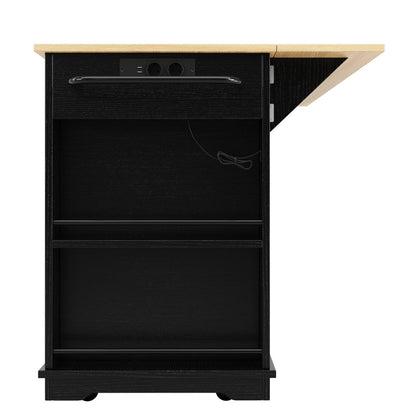 Kücheninsel, Küchenwagen mit Steckdosenleiste ausgestattet, Küchenschrank, Servierwagen mit arbeitsplatte, buffetschrank, Speisewagen mit Holzmaserung, buffetschrank,Schwarz