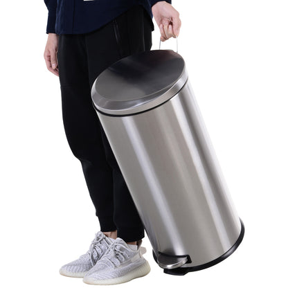 Treteimer 30L Abfalleimer mit Inneneimer und Soft Schließen aus Edelstahl Silber Ø29,2xH62,5 cm für Küche & Büro