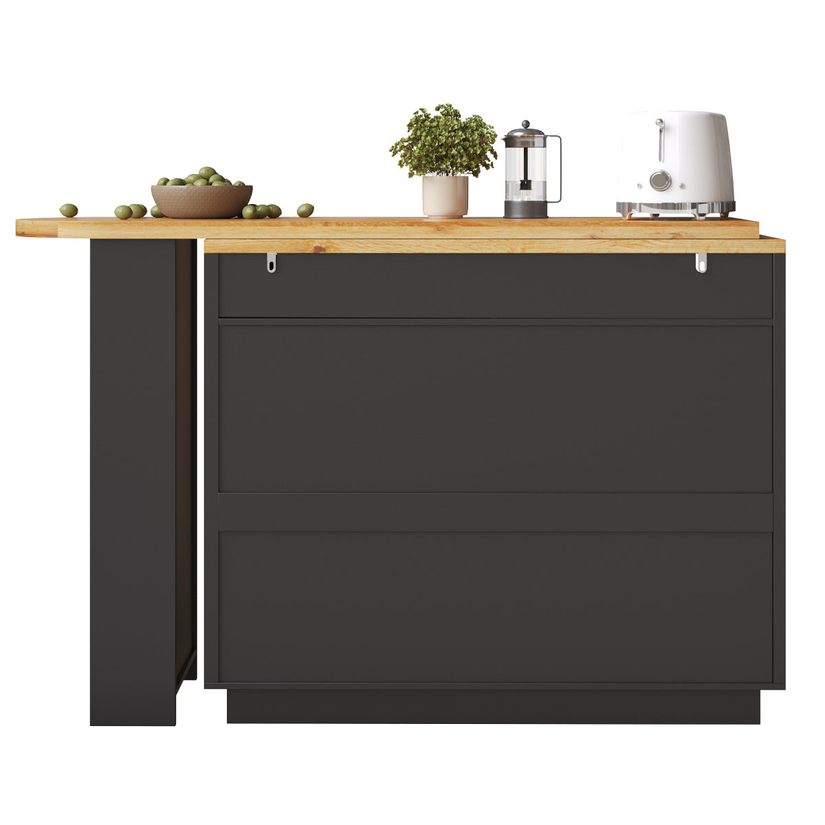 Ausziehbarer Bartisch (137-215cm) - Moderner Teleskop-Hochtisch mit 6 Schubladen & Stauraum - Bewegliche Kücheninsel, Stehtisch & Bistrotisch