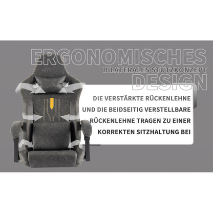 Gaming Stuhl Computerstuhl Ergonomischer Gaming Chair mit Fußstütze Bürostuhl Ergonomischer Computerstuhl mit Lendenwirbelstütze Grey