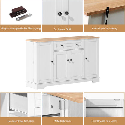 Multifunktionales Küchenbuffet – 138 cm Sideboard mit Schublade, Regaltüren & verstellbaren Einlegeböden – Modernes Design mit Kippschutz, ideal für Küche, Wohnzimmer & Schlafzimmer