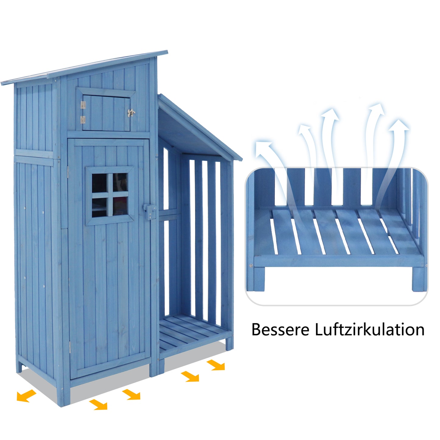 Gerätehaus Gartenschrank Geräteschuppen Geräteschrank, BxT: 124x46 cm,BxTxH:124x46x174cm, auch für kleine Gärten geeignet, Blau, (Holzhütte, 1 St., Gartenhaus)