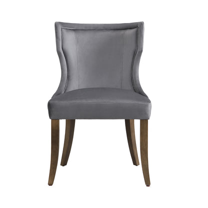 Esszimmerstuhl aus Samt, 2er-Set mit Beinen aus Massivholz, dickes Kissen, verstellbare Beine, Küchenstuhl, Wohnzimmer-Loungesessel, Grau