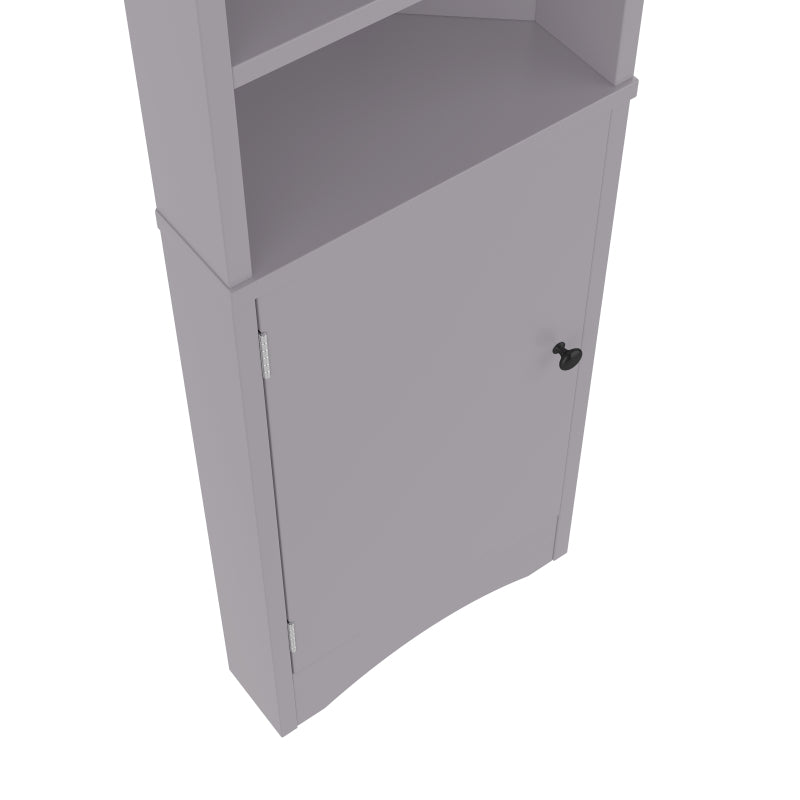 36.5 x 24.5 x 170cmDreieckiger Badezimmerschrank, feuchtigkeitsbeständiger Lack, drei offene Ablagefächer, Doppeltüren, verstellbare Einlegeböden, platzsparend, Grau