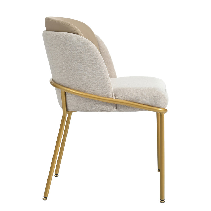 2 St Moderner Stuhl, Ideal für Wohnzimmer, Offene Bürofläche, Esszimmer, Beige+Khaki