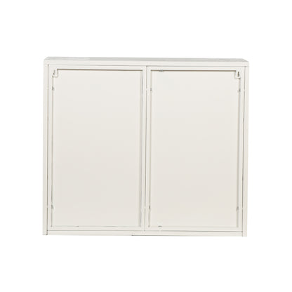 70CM Glastüren Moderner zweitüriger Wandschrank mit dreistufiger Lagerung für Eingangsbereich Wohnzimmer Badezimmer Esszimmer(White)