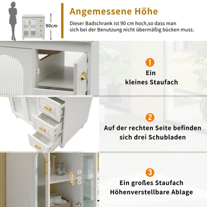 Badmöbel Einzel Waschtisch mit Unterschrank 80cm mit Keramik-Waschbecken,weiß