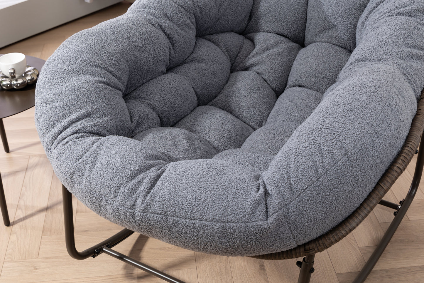 Outdoor Rattan Rocking Chair,Padded Cushion Rocker Recliner Chair Outdoor for Front Porch, Living Room, Patio, Garden, Gray