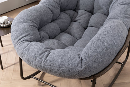 Outdoor Rattan Rocking Chair,Padded Cushion Rocker Recliner Chair Outdoor for Front Porch, Living Room, Patio, Garden, Gray