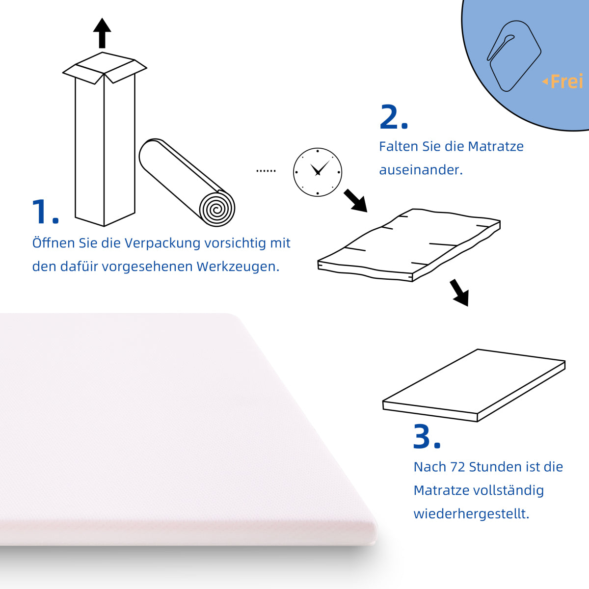 Schaumstoff-Matratze/Topper 90x200 cm, H3, 5cm Höhe, Öko-TEX, Waschbar
