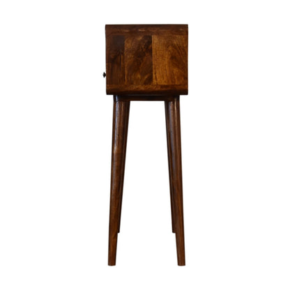 Mini-Konsolentisch aus massivem Mangoholz – Kastanienbraun, 2 Schubladen & offenes Fach, Handgefertigt, PSK-System, 60x30x90 cm