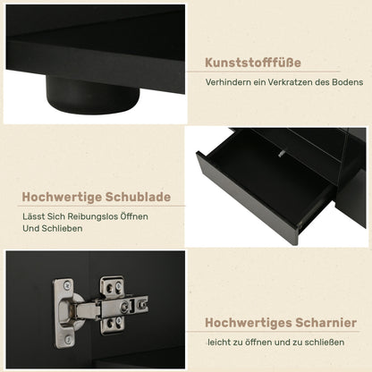 same N625P283229230W Kommode, Sideboard mit LED, Wohnzimmermöbel in Schwarz Hochglanz, Wohnzimmerschrank, Standschrank, TV-Schrank, Wohnzimmerwand, Highboard, Mehrzweckschrank, Buffetschrank Esszimmer