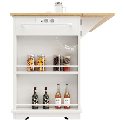 Kücheninsel, Küchenwagen mit Steckdosenleiste ausgestattet, Küchenschrank, Servierwagen mit arbeitsplatte, buffetschrank, Speisewagen mit Holzmaserung, buffetschrank,weiß