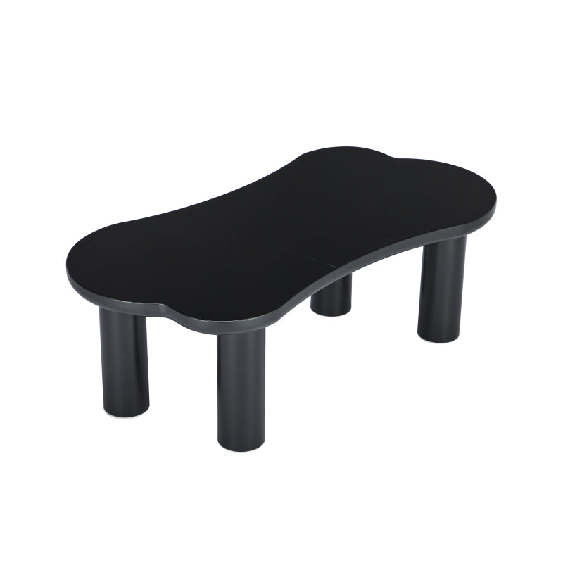 Unregelmäßiger Couchtisch in Knochenform mit 2 kleinen Bänken, großer Couchtisch L 113 cm, B 58 cm, H 40,5 cm, Tischplatte aus MDF und Beine aus PVC mit Filzboden, unregelmäßiger Couchtisch