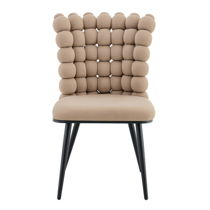 Esszimmerstuhl 2er Set Samt, Schwarz-Metallbeine, Modern Luxus, Camel