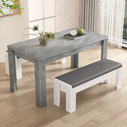 Modern einfacher Esstisch, Robuster Esstisch, Tisch mit vier Beinen, Beton-Optik