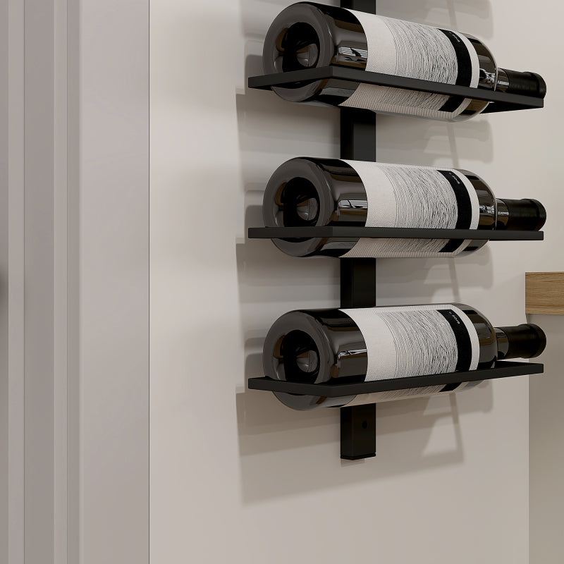 Weinregal, Flaschenregal für 10 Weinflaschen, Weinflaschenregal für Küche, Esszimmer, Schwarz