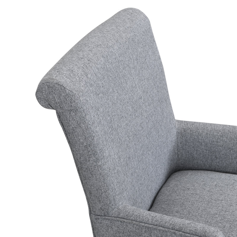 Esszimmerstuhl aus Leinen, 2er-Set, Küchenstuhl, Wohnzimmer-Loungesessel, Grau