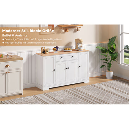 Multifunktionales Küchenbuffet – 138 cm Sideboard mit Schublade, Regaltüren & verstellbaren Einlegeböden – Modernes Design mit Kippschutz, ideal für Küche, Wohnzimmer & Schlafzimmer