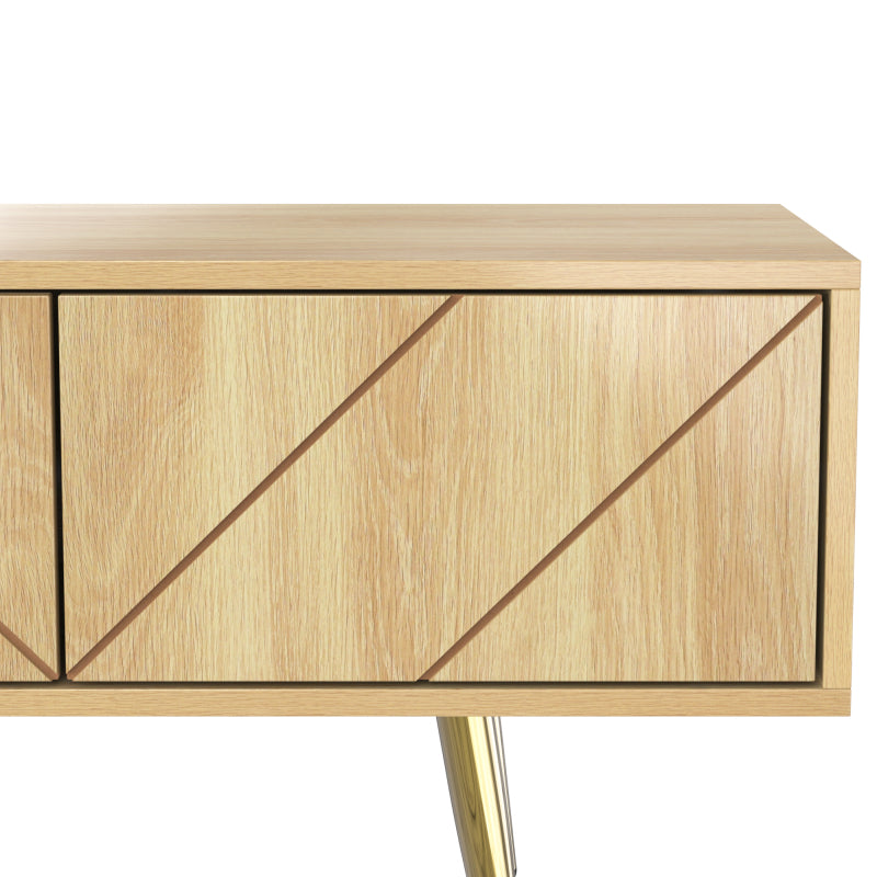 TV-Schrank 160 cm mit Goldfüßen, Zwei Schubladen und Einzigartig Gestalteten Türen