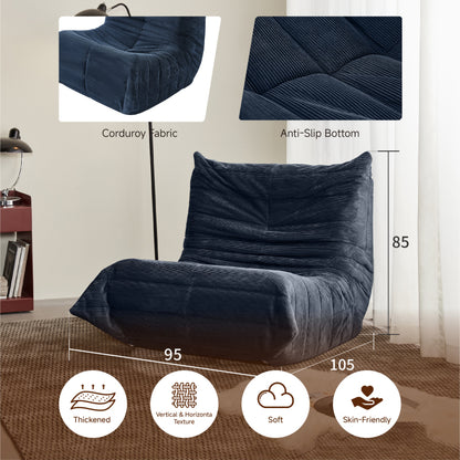 Moderne Sofas, Sitzsäcke für Erwachsene auf dem Bodensofa, Super Soft Memory Sponge Sofa, Togo Sofa Stuhl, Wohnzimmermöbel, Geeignet für Schlafzimmer, Balkon, Schlafsaal, Kaminstuhl (blau)