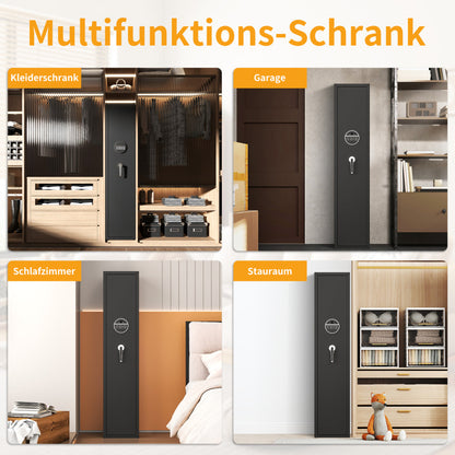 Gewehrschrank für 5 Langwaffen, Gewehrsafe für Gewehre und Pistolen, Schrotflinten-Safe, Schnellzugriff. Geeignet zur sicheren Aufbewahrung von Langwaffen und Schuss. H 138 cm × B 30 cm × T 30 cm