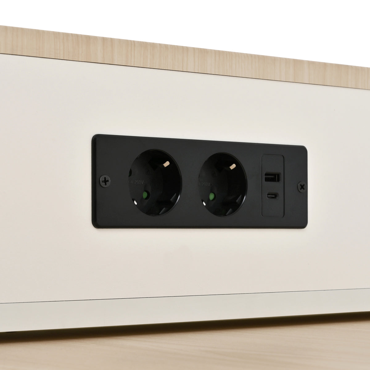 Kücheninsel mit Rollen, ausziehbarer Esstisch 128–200 cm mit LED & Steckdosen, Bartisch/Sideboard