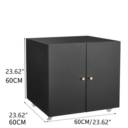 Metal Printer Stand with Storage Mobile Printer Tables for Small Spaces with Door Adjustable Shelf File Cabinet on Wheels for Home Office (Black)