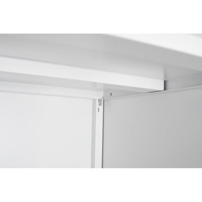Metal Printer Stand with Storage Mobile Printer Tables for Small Spaces with Door Adjustable Shelf File Cabinet on Wheels for Home Office (White)