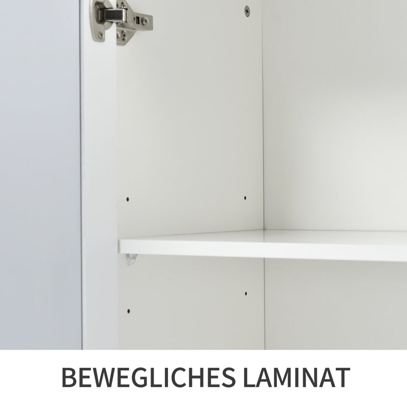 Weiß verspiegelte Anrichte mit kühlen Kristallgriffen, Vier Türen, mit beweglichem Laminat.für Wohn- und Esszimmer, 160 x 40 x 84cm
