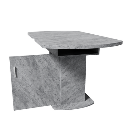 Ausziehbarer ovaler Esstisch, L110/130*W70*H75cm, Betonoptik+silberner Griff