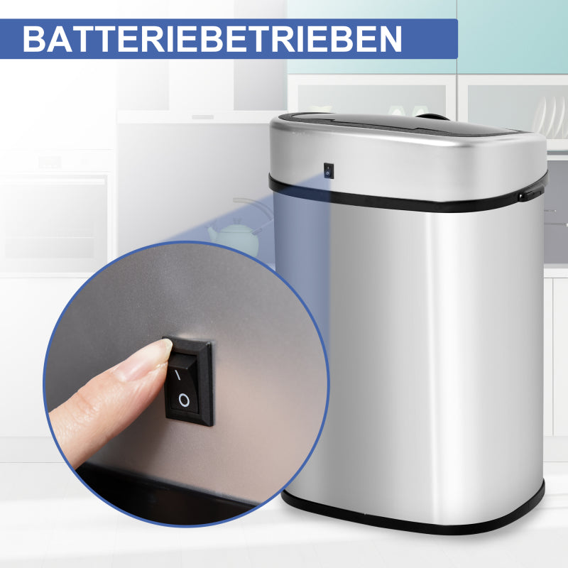 Mülleimer 58L automatischer Abfalleimer mit Infrarotsensor, hygienisch, groß, Edelstahl Silber