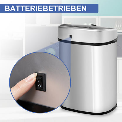 Mülleimer 58L automatischer Abfalleimer mit Infrarotsensor, hygienisch, groß, Edelstahl Silber