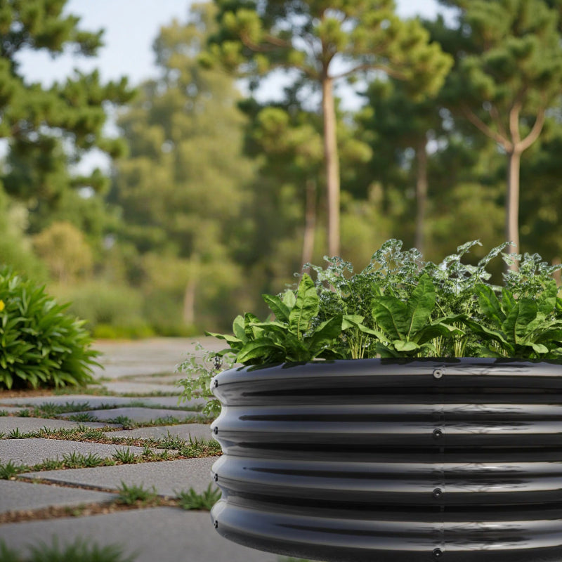 Verzinkt erhöhte Gartenbett, Pflanzer erhöhte Gartenbetten im Freien, Runde Freiheit erhöhte Gartenbetten für Gartenbau Gemüse, Früchte, Blumen, 2Packung