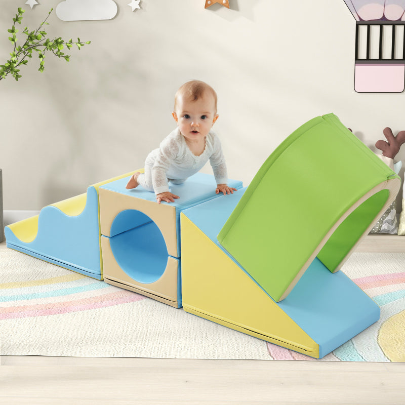Erlebe Abenteuer mit den Riesigen, Bunten 6-in-1 Schaumstoff-Bausteinen: Kreatives Spielen, Krabbeln durch Bögen und Rutschen
