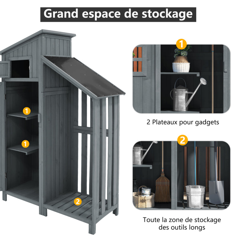 Gerätehaus Gartenschrank Geräteschuppen Geräteschrank, BxT: 124x46 cm,BxTxH:124x46x174cm, auch für kleine Gärten geeignet,Grau, (Holzhütte, 1 St., Gartenhaus)