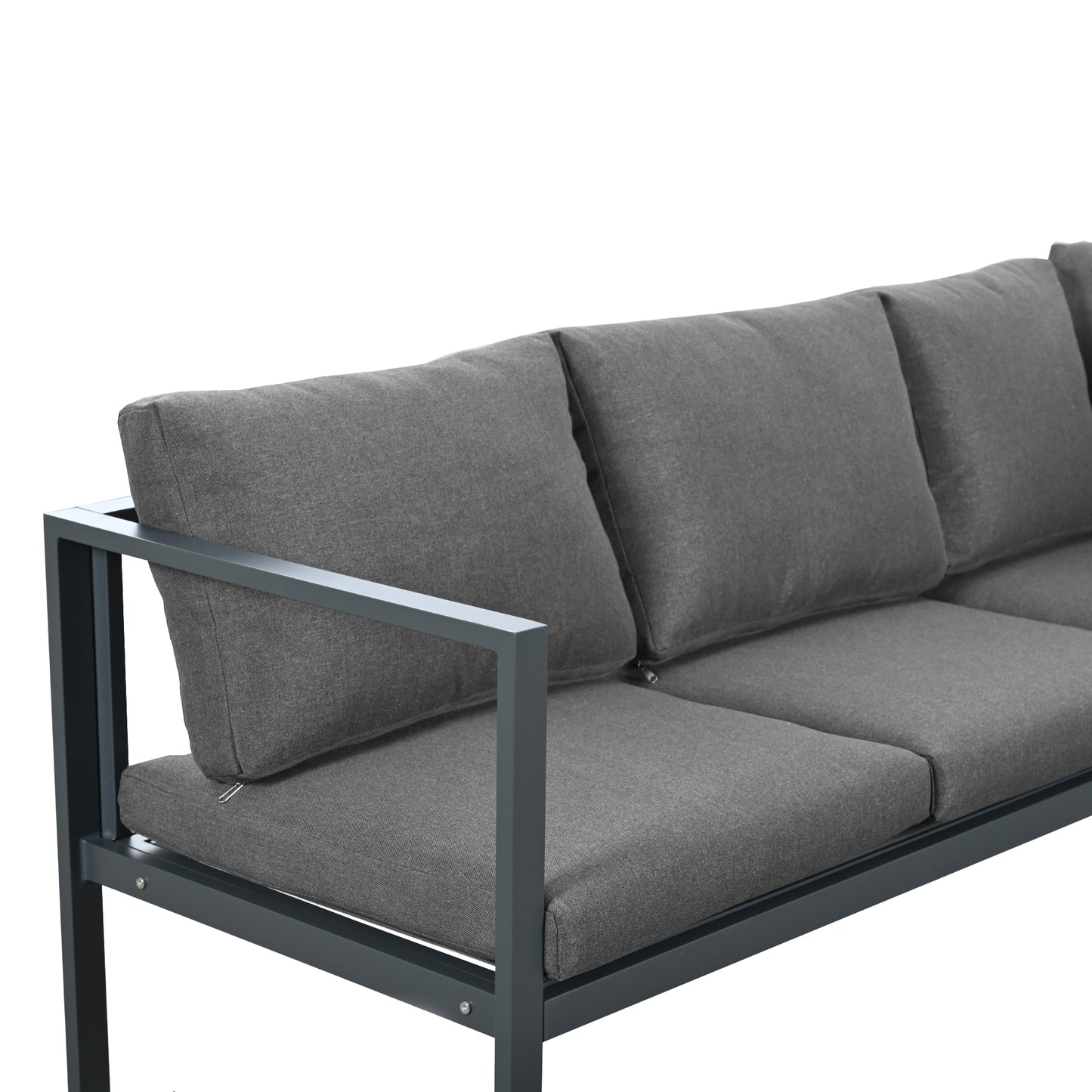Garten Loungesessel Set, Eckloungesessel, Gartenmöbel für 4-5 Personen, mit Beistell- und Couchtisch, wetterfeste Loungemöbel, grau, 5er Set, inkl. aller Kissen(preview sku:HW24018AAS)