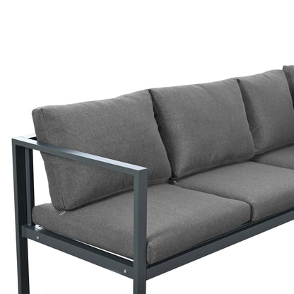 Garten Loungesessel Set, Eckloungesessel, Gartenmöbel für 4-5 Personen, mit Beistell- und Couchtisch, wetterfeste Loungemöbel, grau, 5er Set, inkl. aller Kissen(preview sku:HW24018AAS)