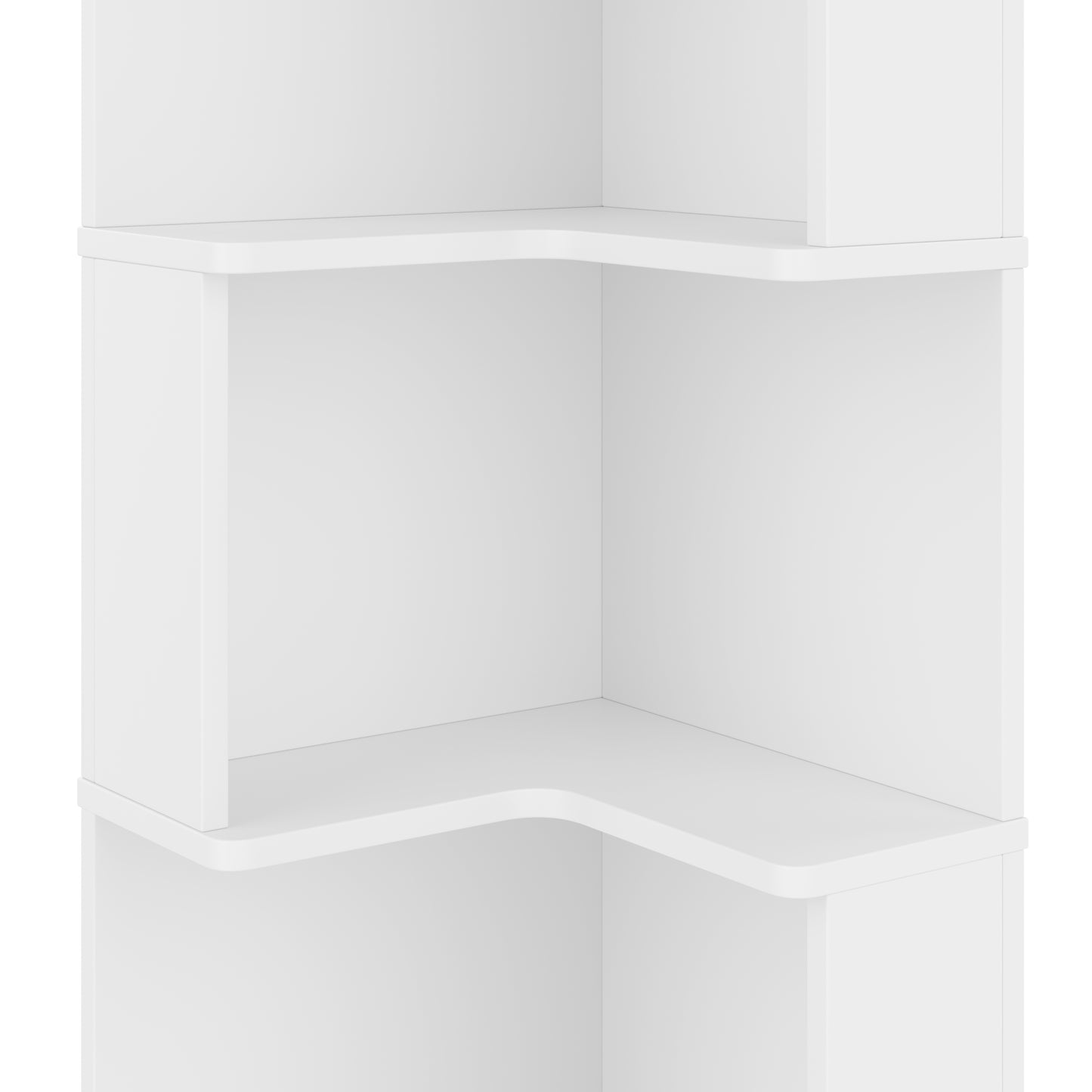 Eck Bücherregal,  L-förmiges Bücherregal, LED-Farbwechsel-Lichtleiste, Fernbedienung/App-Steuerung, weiß