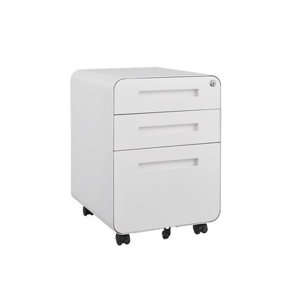 3 Drawer Mobile File Cabinet Under Desk Office,Simple Style Versatile Storage Cabinet for Legal/Letter/A4 Files, 5 Wheel Design Anti-Tilting Cold Rolled Steel Waterproof Moisture-Proof White