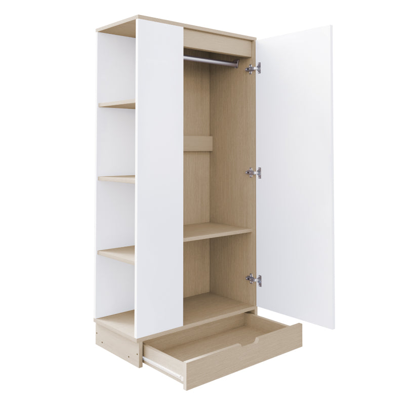 Kleiderschrank 70*40*170cm, eintürige Ausführung, mit Einlegeböden und Schubladen, weiß
