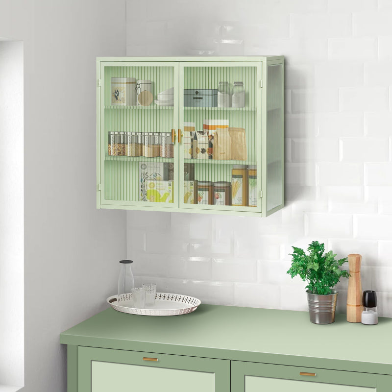 70CM Glastüren Moderner zweitüriger Wandschrank mit dreistufiger Lagerung für Eingangsbereich Wohnzimmer Badezimmer Esszimmer(Black)