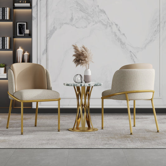 2 St Moderner Stuhl, Ideal für Wohnzimmer, Offene Bürofläche, Esszimmer, Beige+Khaki