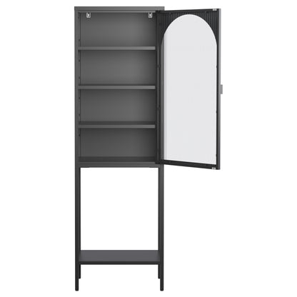 Metall Glas Tür Schaukasten Speicher Schrank – 5-Stufen Würfel Bücherregal Speicher Schrank mit 3 einstellbaren Regalen. Für Küche, Esszimmer, Wohnzimmer, Bad, Home-Office, eisenha, H160cm×B50cm×T35cm