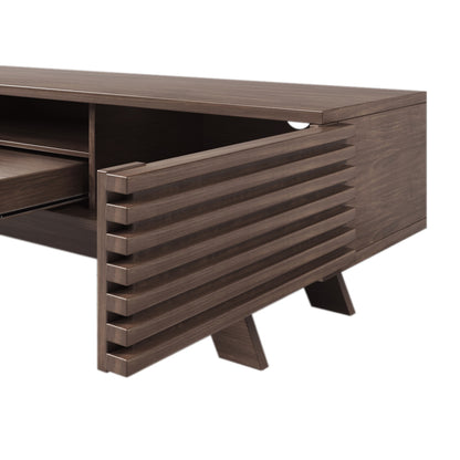 TV-Schrank mit einer Schublade und zwei Türen, TV-Möbel, TV-Panel, TV-Lowboard, TV-Schrank. Einzigartiges Design, Vintage-Holzfarbe.