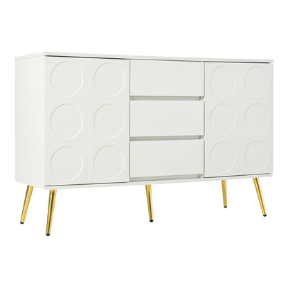 Kommode mit 3 Schubladen und 2 Türen, Kommodenschrank, für Schlafzimmer und Wohnzimmer, mit verstellbaren Regalen und Kippschutz, 120 x 40 x 78 cm, Weiß