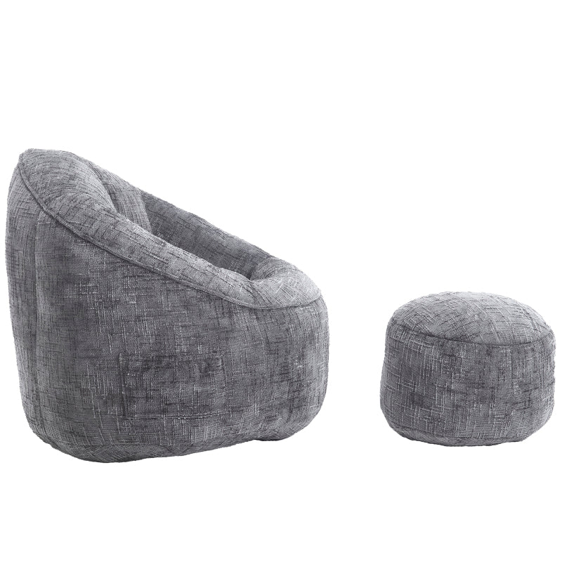 Sitzsack Sofa Stuhl für Erwachsene mit Fußstütze, Grau