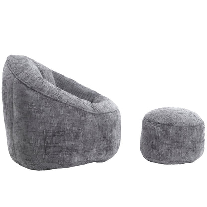 Sitzsack Sofa Stuhl für Erwachsene mit Fußstütze, Grau