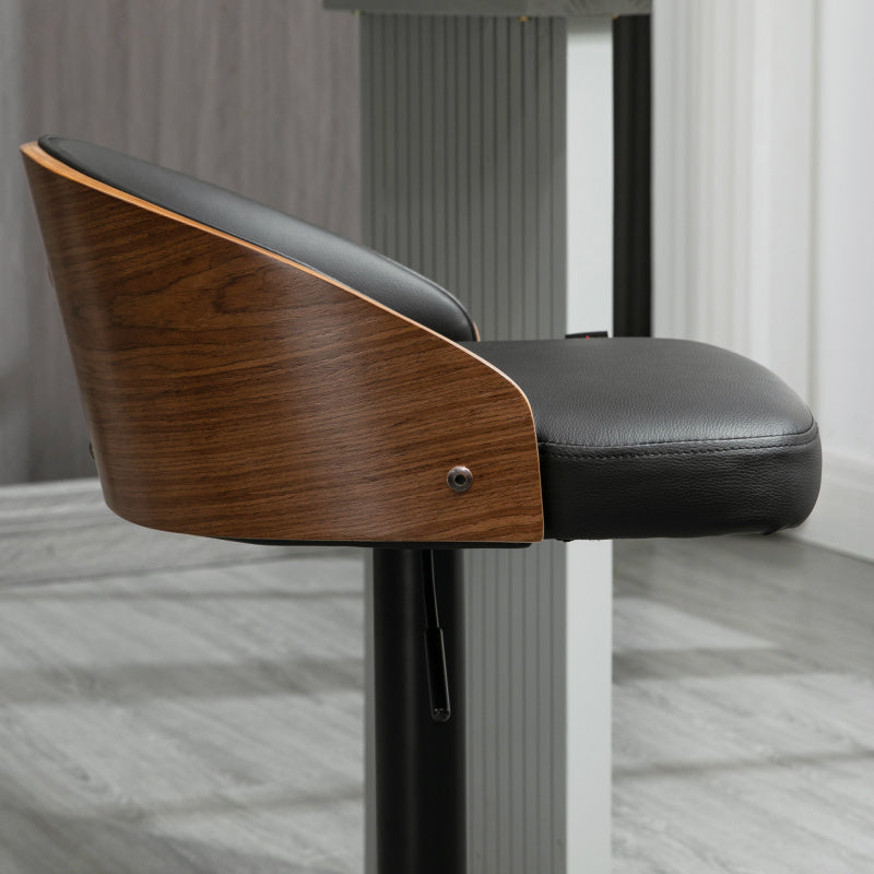 2er-Set Barhocker drehbare Barstühle mit Fußstütze höhenverstellbar Kunstleder Holz, für Küche & Bar