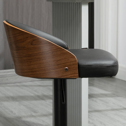 2er-Set Barhocker drehbare Barstühle mit Fußstütze höhenverstellbar Kunstleder Holz, für Küche & Bar